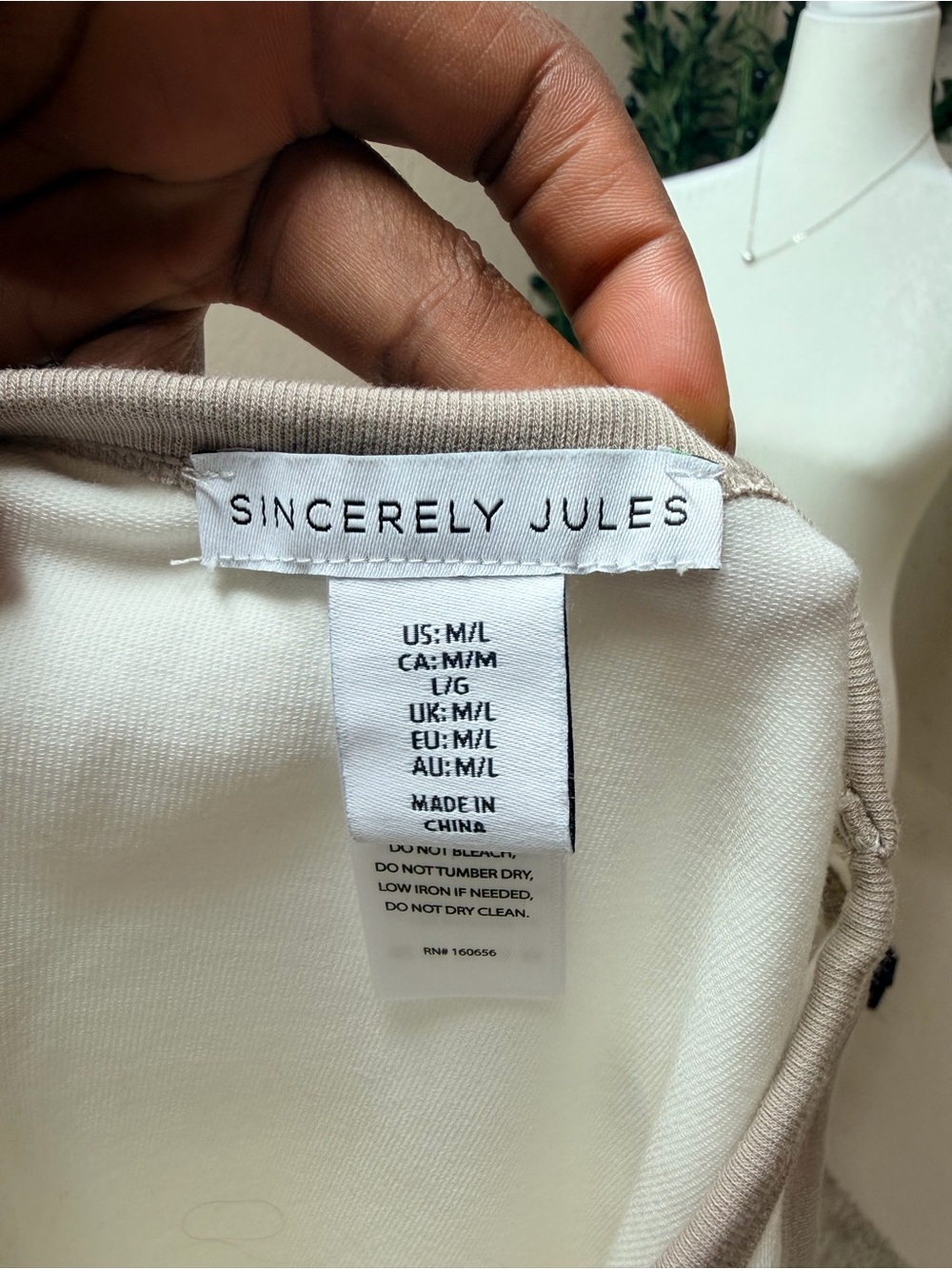 Sincerely Jules Cream Tank with Taupe Trim - Picture 3 of 3